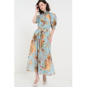 Rochie de matase cu imprimeu si croiala A