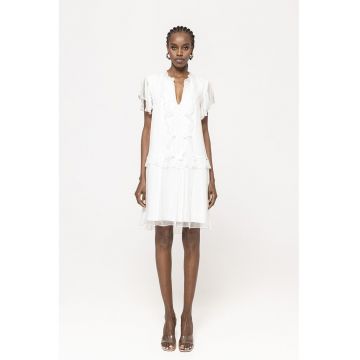 Rochie de matase cu volane