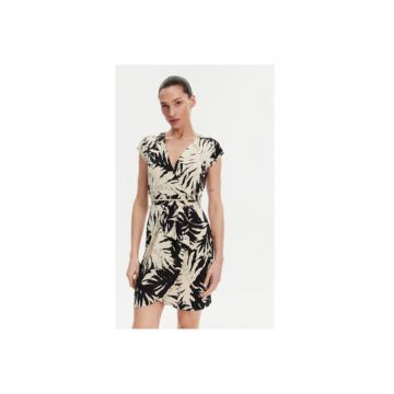 Rochie de vara dama  251-RAROSA - Poliester/Elastan - 38 EU - Bej/Negru