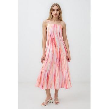 Rochie din amestec de in cu model abstract