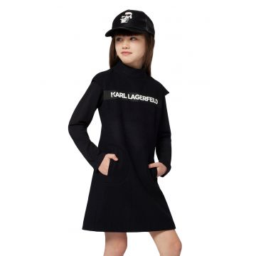 Rochie din amestec de lana cu imprimeu logo