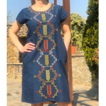 Rochie din denim cu broderie  Sanda 5