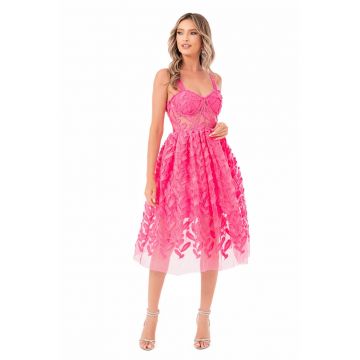 Rochie din tul fara maneci cu broderie