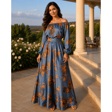 Rochie eleganta din barbie cu imprimeu floral Eleftheria 5