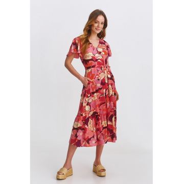 Rochie evazata cu imprimeu floral si maneci butterfly