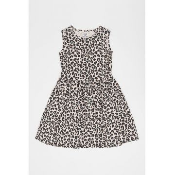 Rochie evazata fara maneci cu animal print