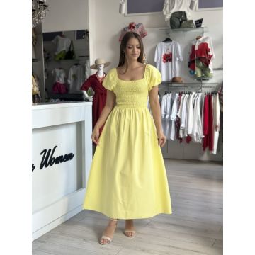 Rochie galbena lunga din bumbac