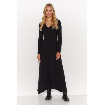Rochie maxi evazata cu decolteu in V