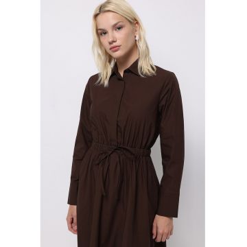 Rochie midi cu croiala A si maneci lungi Colo