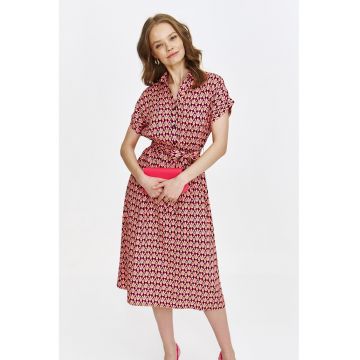 Rochie midi cu croiala in A si fenta cu nasturi