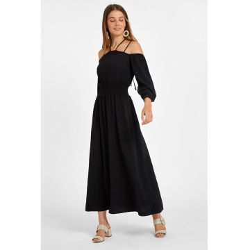 Rochie midi cu decupaje pe umeri
