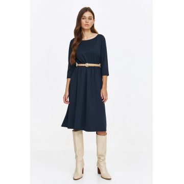 Rochie midi cu o curea impletita in talie
