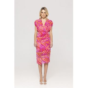 Rochie midi de matase cu model