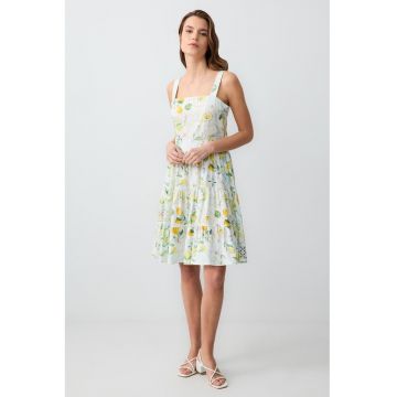 Rochie midi evazata din amestec de in