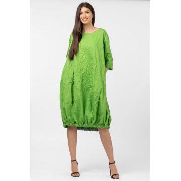 Rochie midi gogosar din vascoza sifonata verde