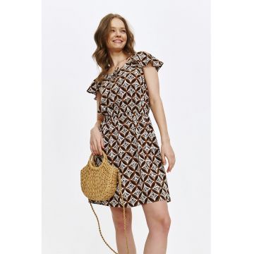 Rochie mini cu model si maneci scurte cu volane