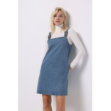 Rochie mini din denim cu bretele