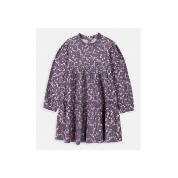 Rochie pentru fete -  stofa - model floral - mov