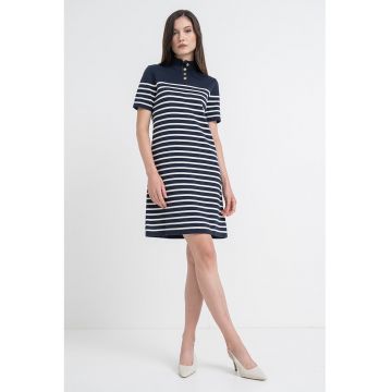 Rochie polo din amestec de bumbac organic cu dungi