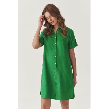 Rochie scurta din in cu nasturi