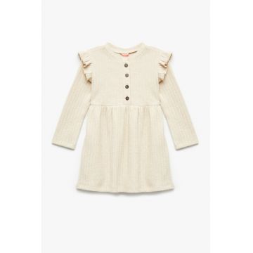 Rochie striata cu garnituri cu volane