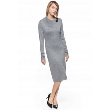 Rochie  Tricotata - Slim Fit - Gri -