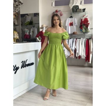 Rochie verde lunga din bumbac