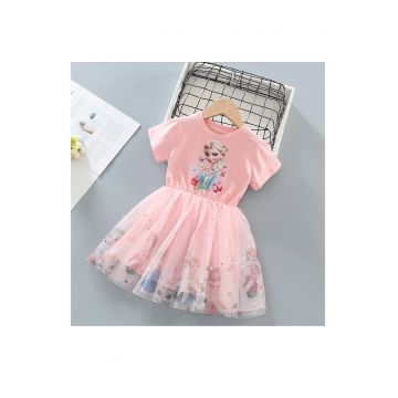 Rochita Roz Fetite cu Printese Livia - Roz