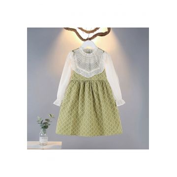 Rochita Verde Fetite cu Broderie