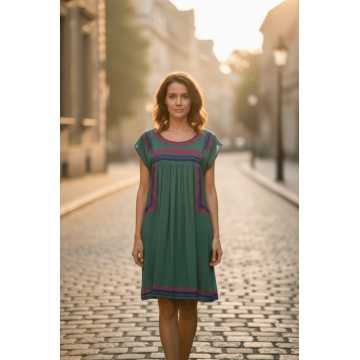 Bluza Rochie cu broderie verde