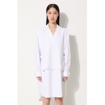 Kenzo rochie din bumbac Oxford Knee Shirting Dress culoarea alb, mini, dreaptă, FE62RO2919LO.01