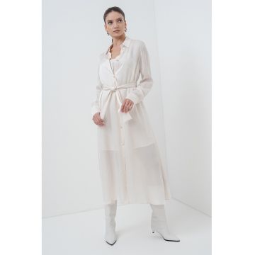 Rochie cu cordon si maneci lungi