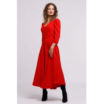 Rochie cu croiala in A si maneci bufante