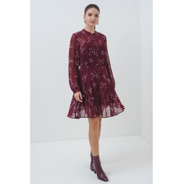 Rochie cu maneci lungi si imprimeu