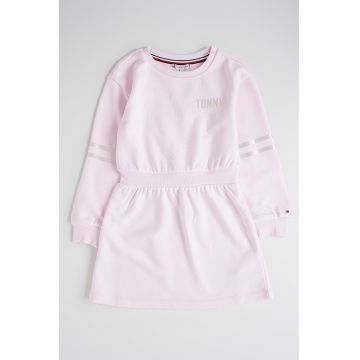 Rochie cu maneci lungi - talie elastica si imprimeu logo