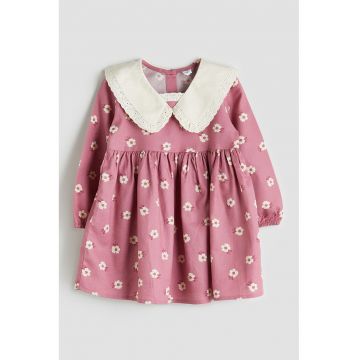 Rochie cu model floral si guler Peter Pan