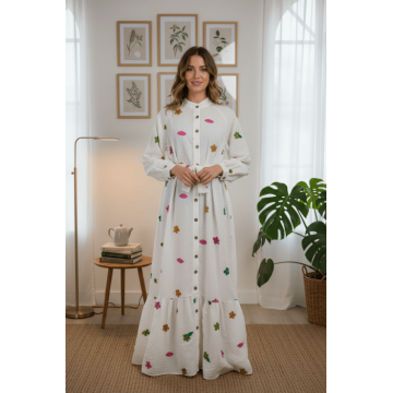 Rochie de dama lunga cu tesaturi brodate Bertha  2