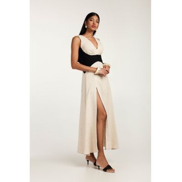 Rochie din amestec de in cu slit lateral Marrakesh