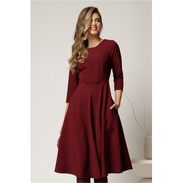 Rochie DY Fashion midi office bordo din stofa