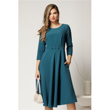 Rochie DY Fashion midi office turcoaz din stofa