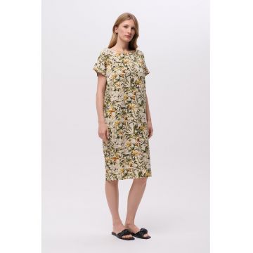 Rochie lejera din amestec de in cu imprimeu