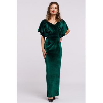 Rochie maxi catifelata cu decolteu in V