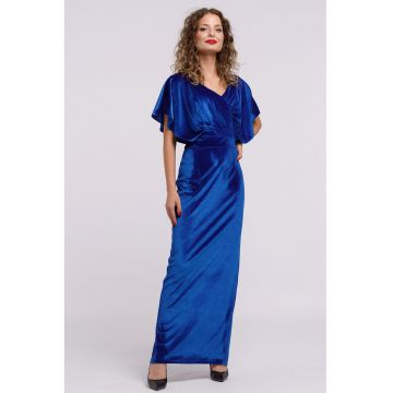 Rochie maxi catifelata cu decolteu in V