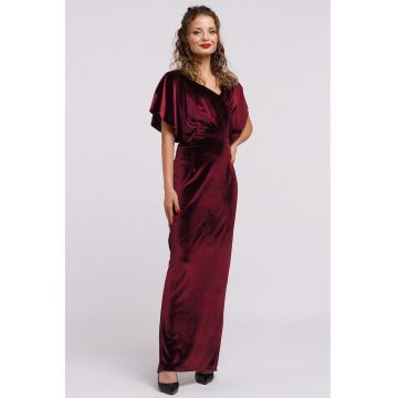 Rochie maxi catifelata cu decolteu in V