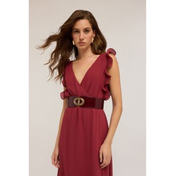 Rochie maxi fara maneci cu decolteu in V