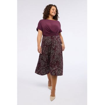 Rochie midi cu croiala in A si detaliu drapat