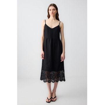 Rochie midi de in cu bretele subtiri