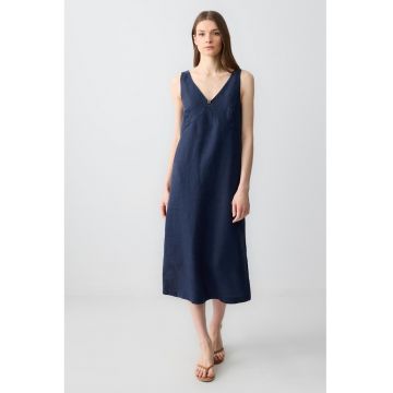 Rochie midi de in cu decolteu in V