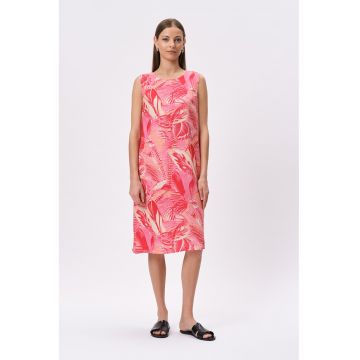Rochie midi din amestec de in cu imprimeu
