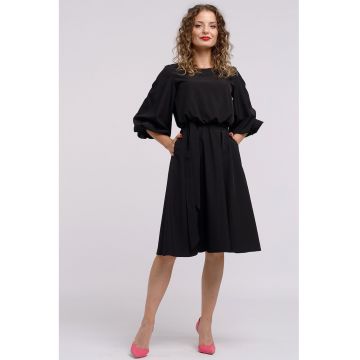 Rochie midi evazata cu cordon